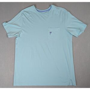Caribbean Supima Short Sleeve Crew Neck Pocket Tee Light Blue Size M
